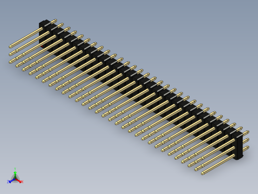 彩色公头100mil（2.54mm）系列-DS1021_black_3x30p_100mil_Type5_rev1.0正等轴测缩略图