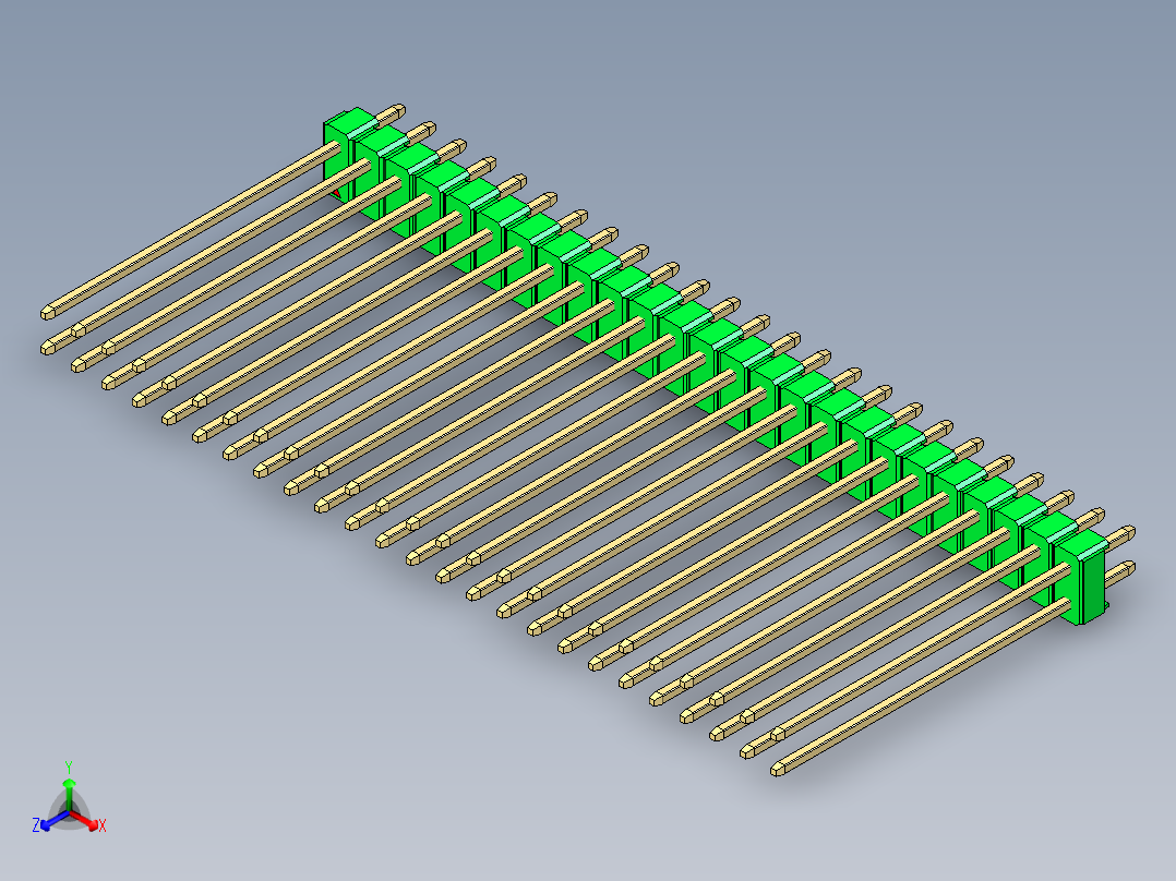 彩色公头100mil（2.54mm）系列-DS1021_green_2x25p_100mil_Type43_rev1.0主视图