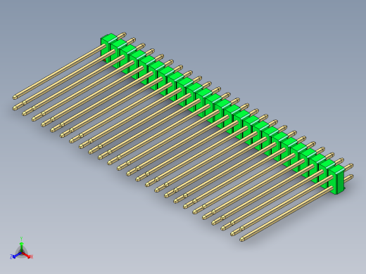 彩色公头100mil（2.54mm）系列-DS1021_green_2x25p_100mil_Type43_rev1.0正等轴测缩略图