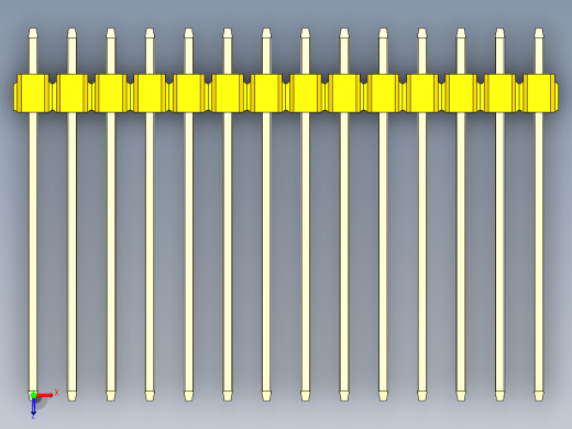 彩色公头100mil（2.54mm）系列-DS1021_yellow_1x14p_100mil_Type19_rev1.0俯视缩略图
