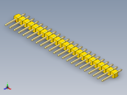 彩色公头100mil（2.54mm）系列-DS1021_yellow_1x23p_100mil_Type1_rev1.0正等轴测缩略图