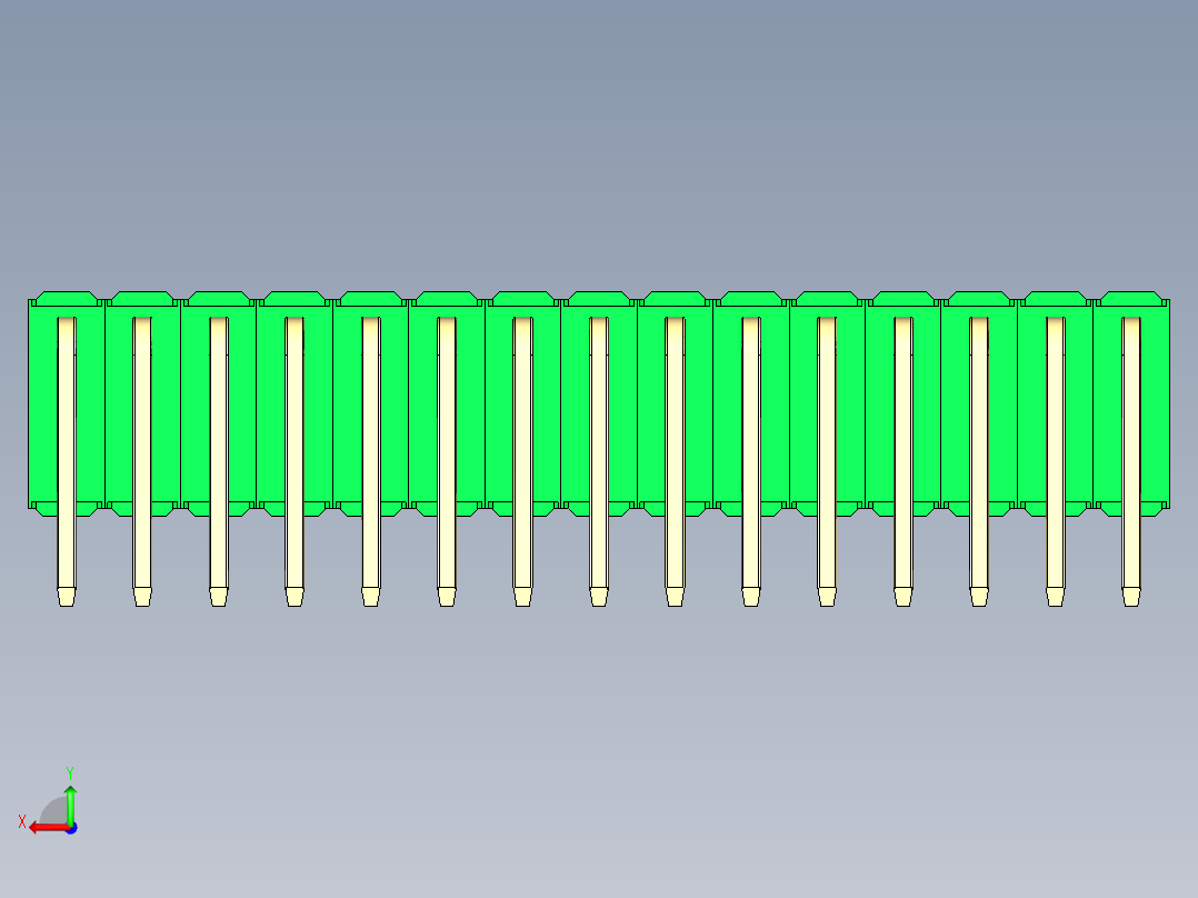 彩色公排针 100mil 2.54mm 系列-DS1022_green_3x15p_100mil_TypeD_rev1.0后视图