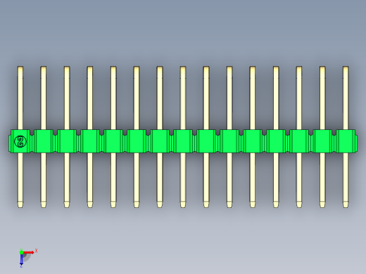 彩色公排针 100mil 2.54mm 系列-DS1022_green_3x15p_100mil_TypeD_rev1.0俯视缩略图
