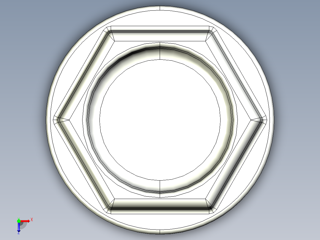 紧固件-STEP Hex Head Screw-01俯视图