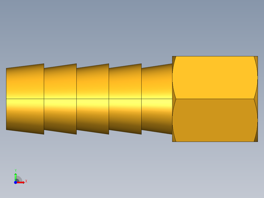 倒齿式工业管接头Hose Barb to Female Pipe 126HBL-6-2前视图