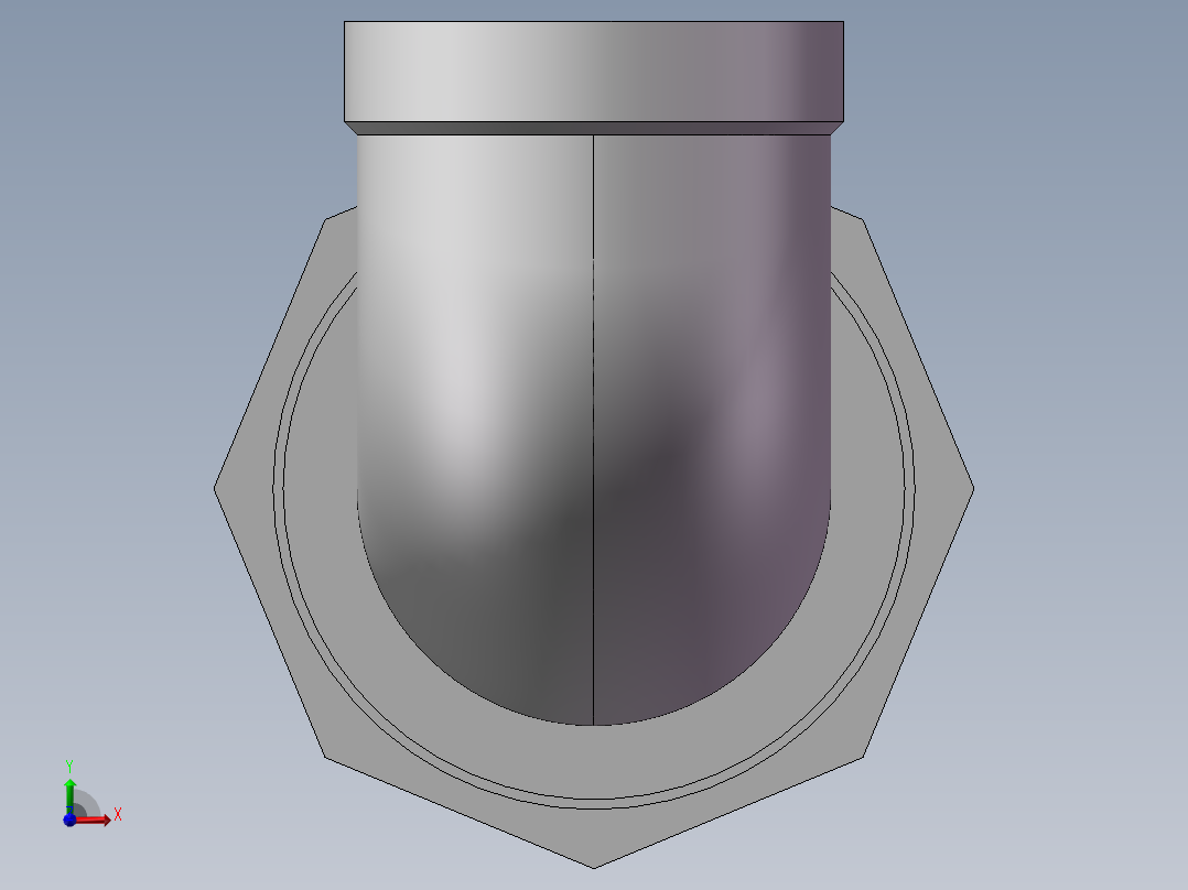 活接-90°等径内丝弯头 DN25前视图
