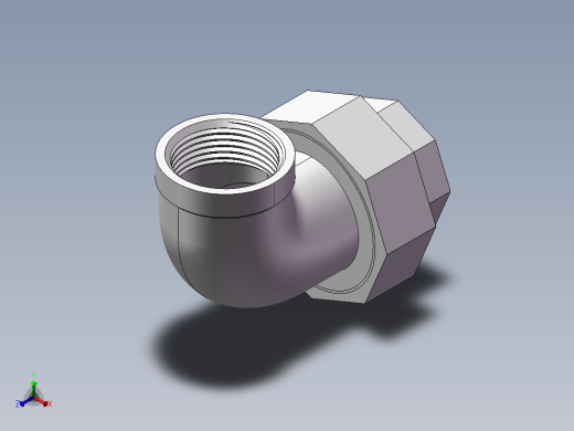 活接-90°等径内丝弯头 DN25正等轴测缩略图
