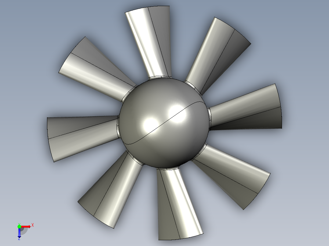 轴流式涡轮压缩机叶片---模型格式为 prt stp俯视图