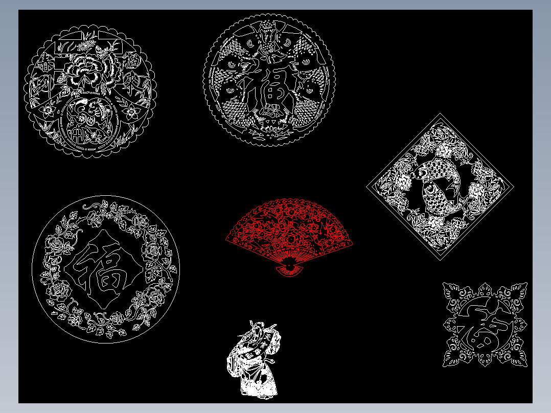 CAD福字图纸剪纸激光切割