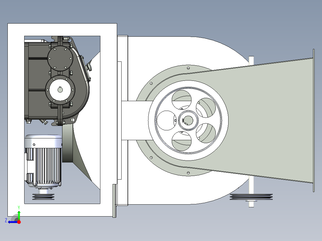 垃圾分拣装置结构设计含三维二维说明书右视图