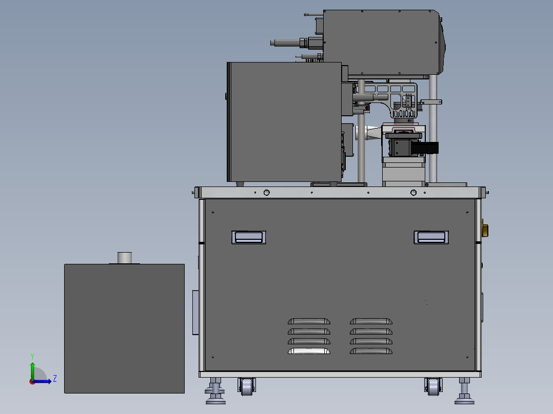 激光镭雕与CCD检测设备（sw16可编辑+工程图+bom）左视图
