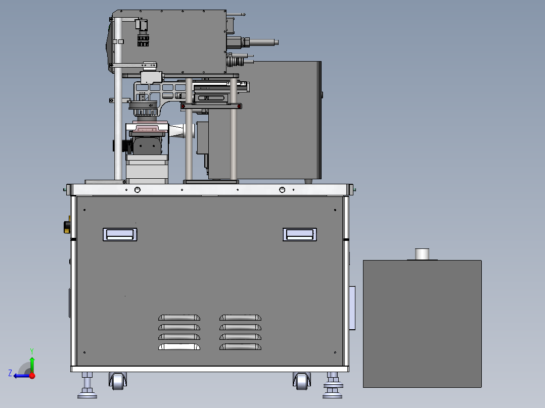 激光镭雕与CCD检测设备（sw16可编辑+工程图+bom）右视图