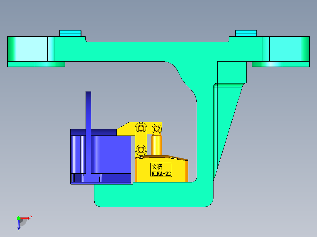 轴承盖钻攻螺纹液压夹具俯视图