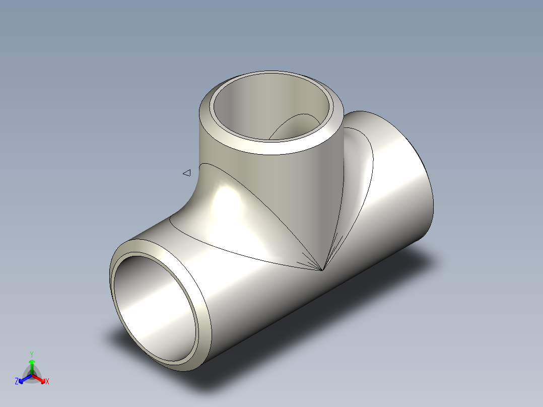 B3004549-1寸三通管正等轴测图