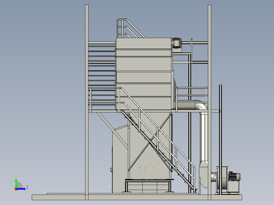 不锈钢高温锅炉除尘器粉尘收集左视图