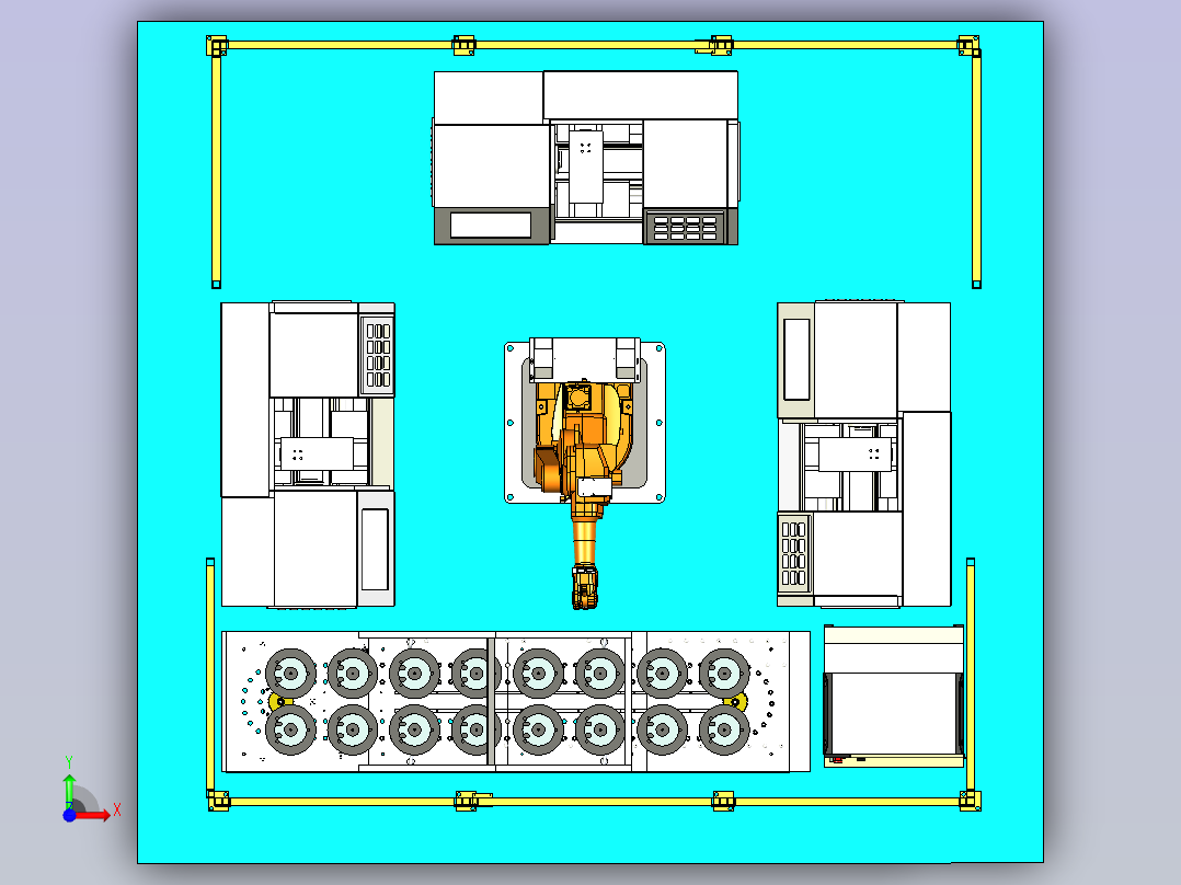 数控车床机器人上下料自动化生产线设计前视图