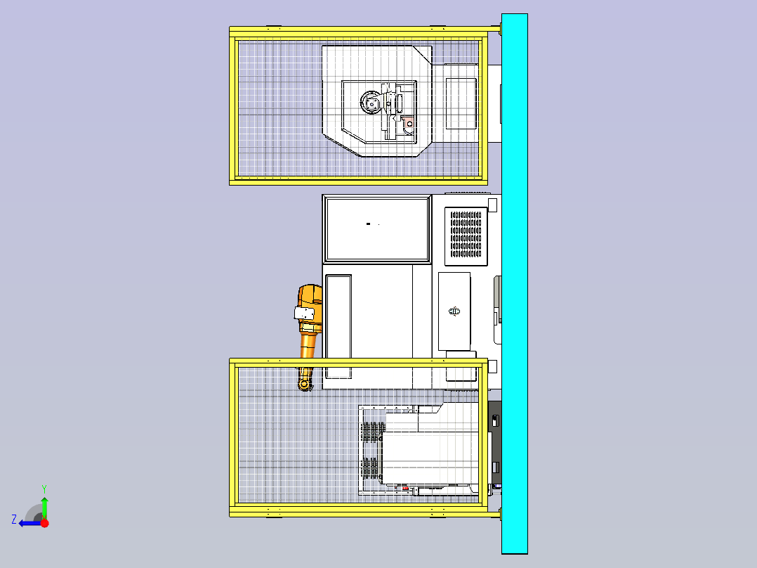 数控车床机器人上下料自动化生产线设计右视图