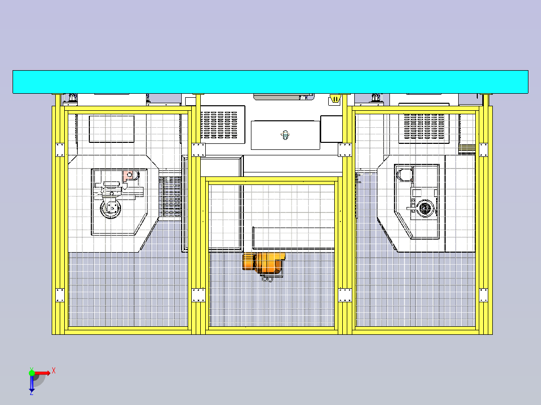 数控车床机器人上下料自动化生产线设计俯视图