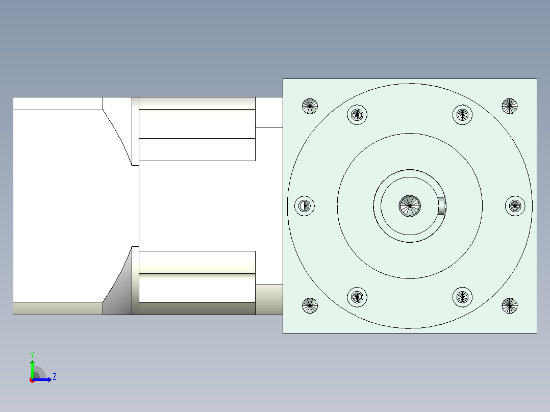 PW140双轴 PLX120-L1 22-110-145-M8转向器PW140 双轴输出 带120直齿减速机左视图