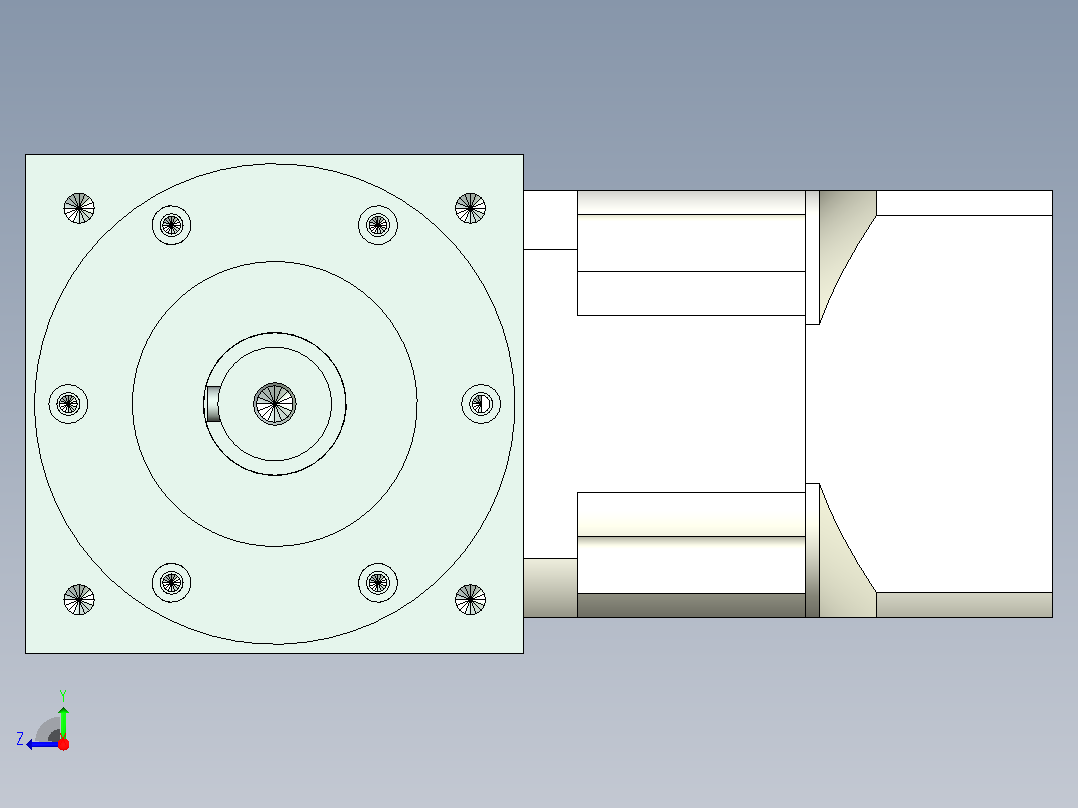 PW140双轴 PLX120-L1 22-110-145-M8转向器PW140 双轴输出 带120直齿减速机右视图