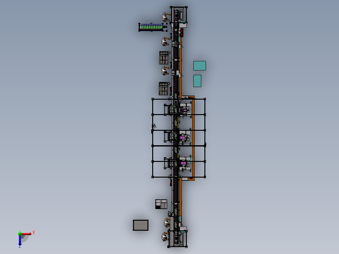 半自动化焊接生产线俯视图