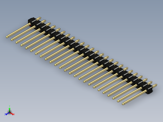 彩色公头100mil（2.54mm）系列-DS1021_black_1x25p_100mil_Type5_rev1.0正等轴测缩略图