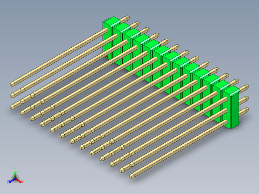 彩色公头100mil（2.54mm）系列-DS1021_green_3x13p_100mil_Type43_rev1.0正等轴测缩略图