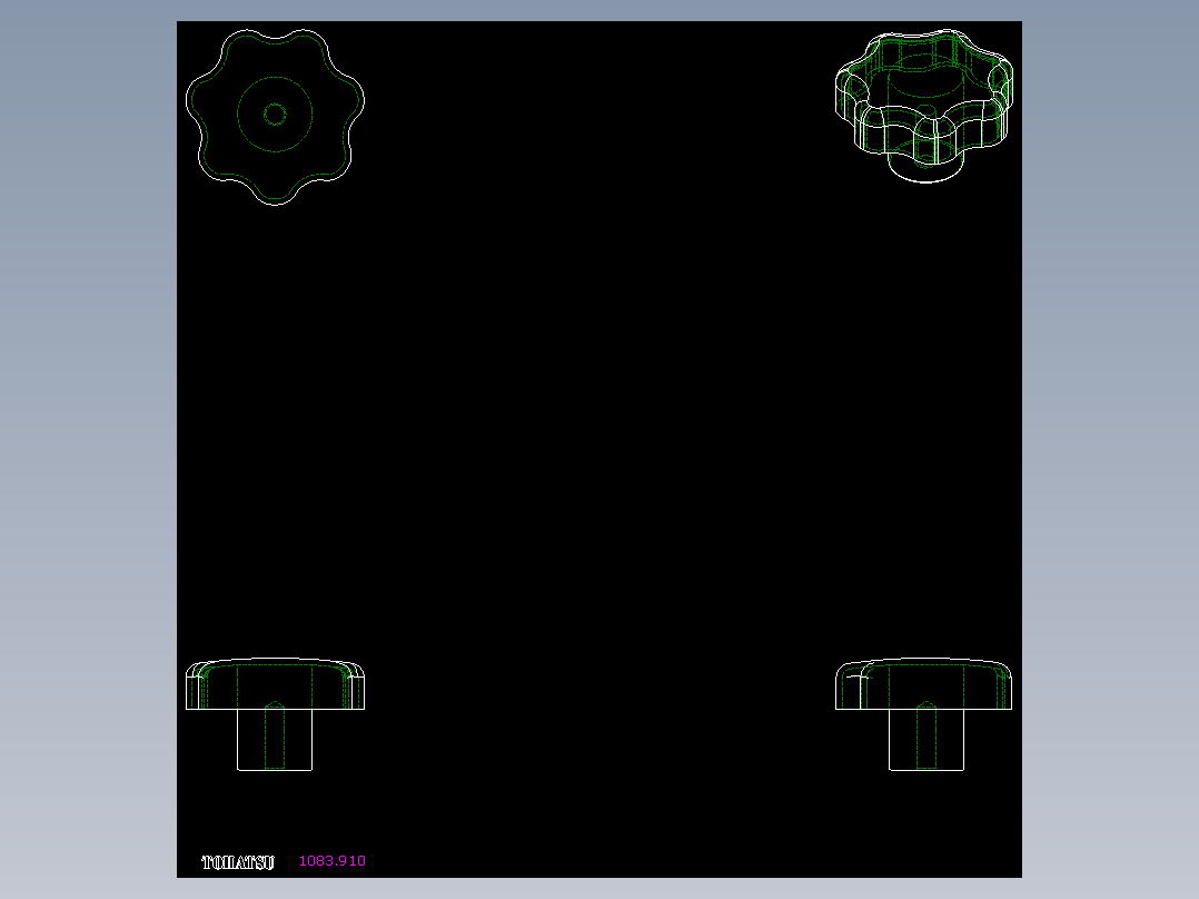 星型把手(塑膠)1081,1082,1083,1084-2D多系列多零件图纸模型