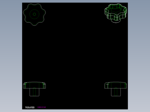 星型把手(塑膠)1081,1082,1083,1084-2D多系列多零件图纸模型