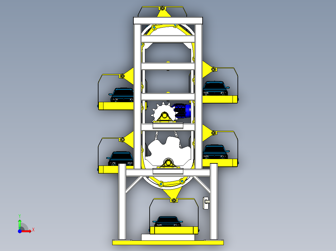 垂直循环立体车库设计资料含三维二维说明书前视图