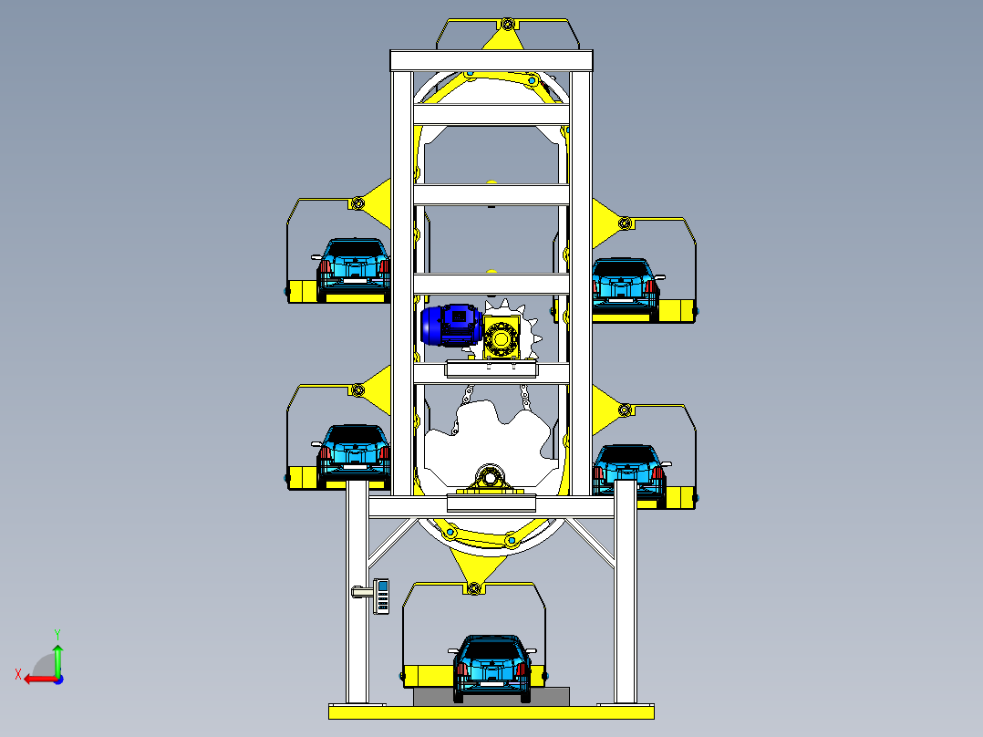 垂直循环立体车库设计资料含三维二维说明书后视图