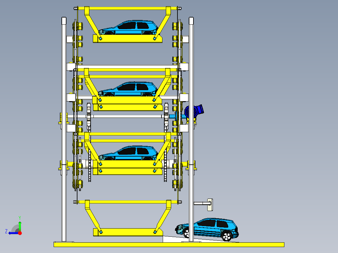 垂直循环立体车库设计资料含三维二维说明书右视图