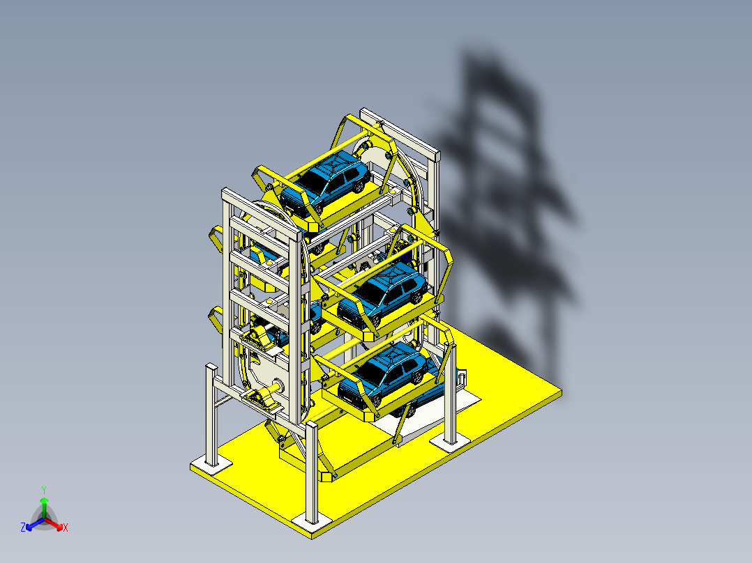 垂直循环立体车库设计资料含三维二维说明书正等轴测图