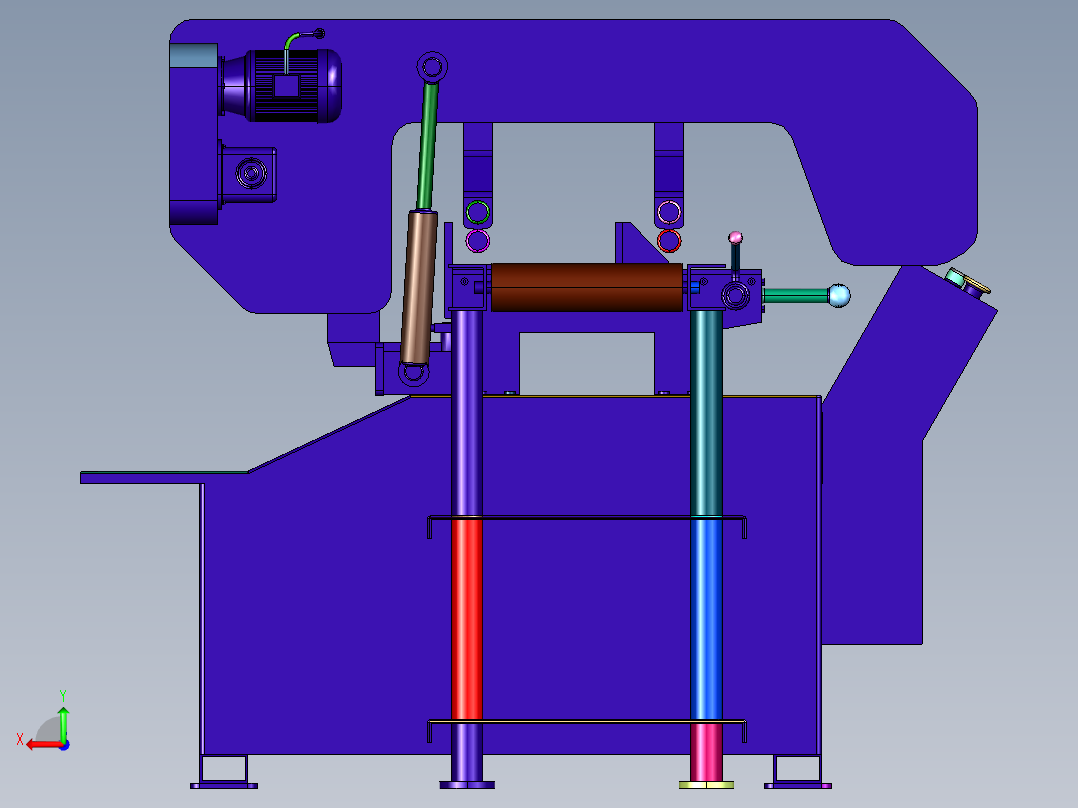 龙门卧式木工带锯机结构设计后视图