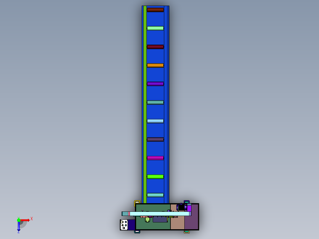 龙门卧式木工带锯机结构设计俯视图