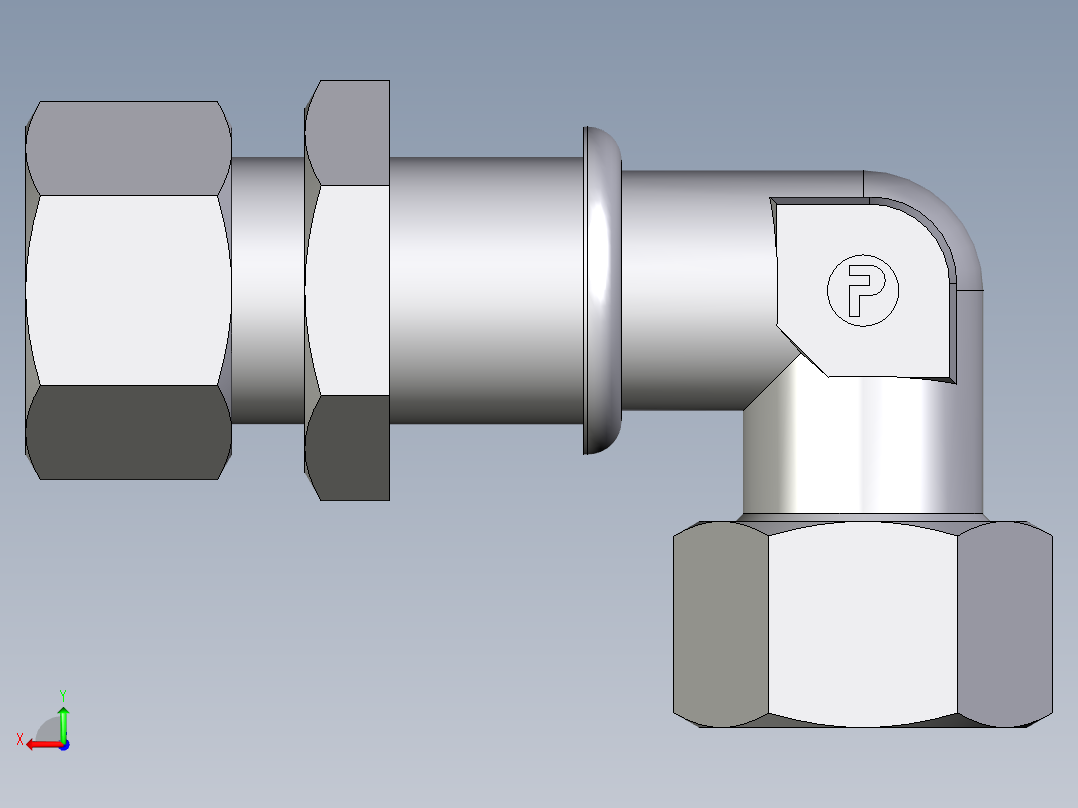 卡套式工业通用硬管接头EO_Bulkhead_elbow_WSV15ZLCF后视图