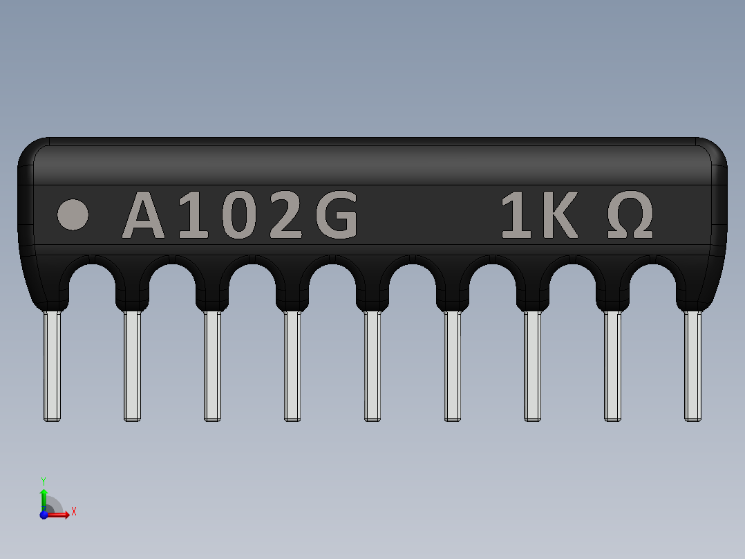 电容器 二极管 电阻器-Resistor Network 1K Ohm 9-Pin前视图