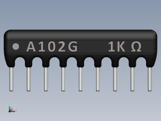 电容器 二极管 电阻器-Resistor Network 1K Ohm 9-Pin前视缩略图