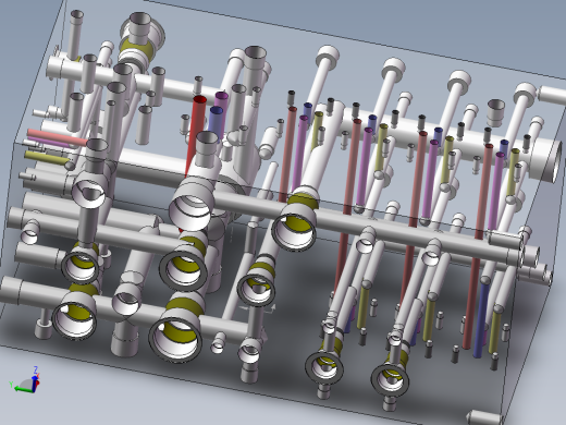 液压阀块样例内部结构solidworks二维三维模型油路集成