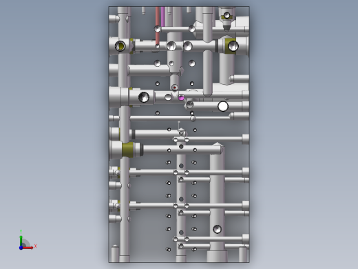 液压阀块样例内部结构solidworks二维三维模型油路集成前视缩略图