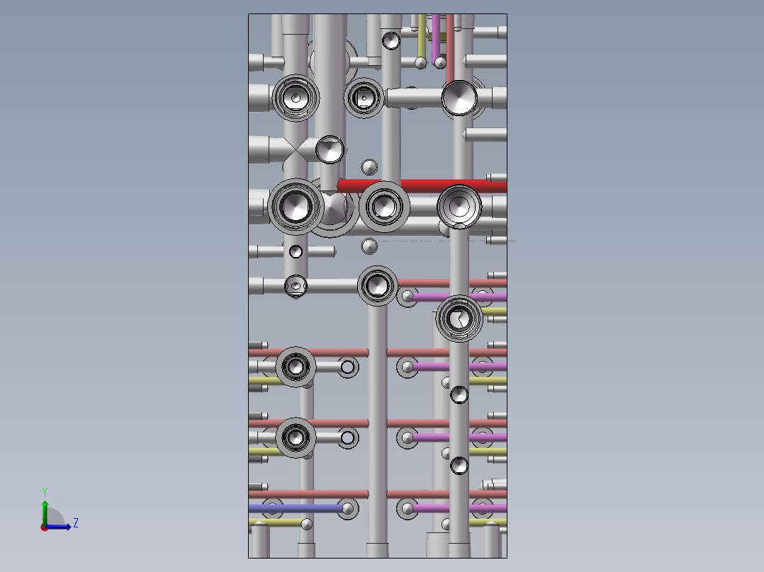 液压阀块样例内部结构solidworks二维三维模型油路集成左视图