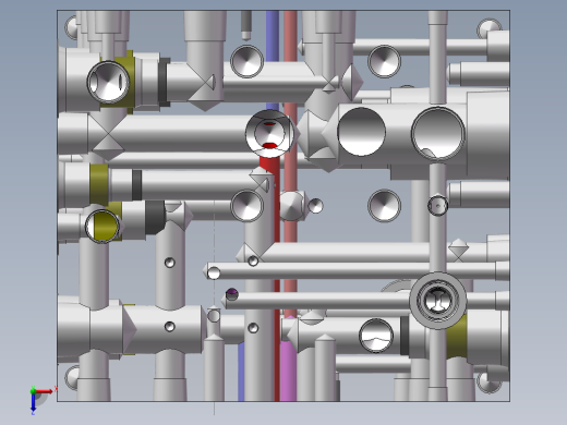 液压阀块样例内部结构solidworks二维三维模型油路集成俯视缩略图