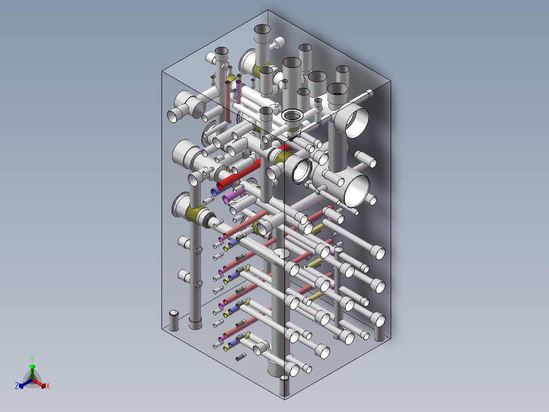 液压阀块样例内部结构solidworks二维三维模型油路集成正等轴测图