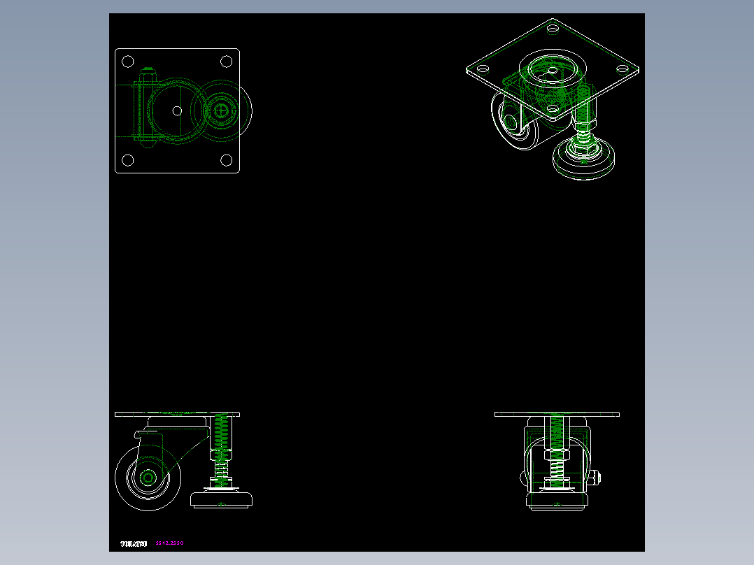 調整腳輪(2000N)(3000N)5542-2D多系列多零件图纸模型