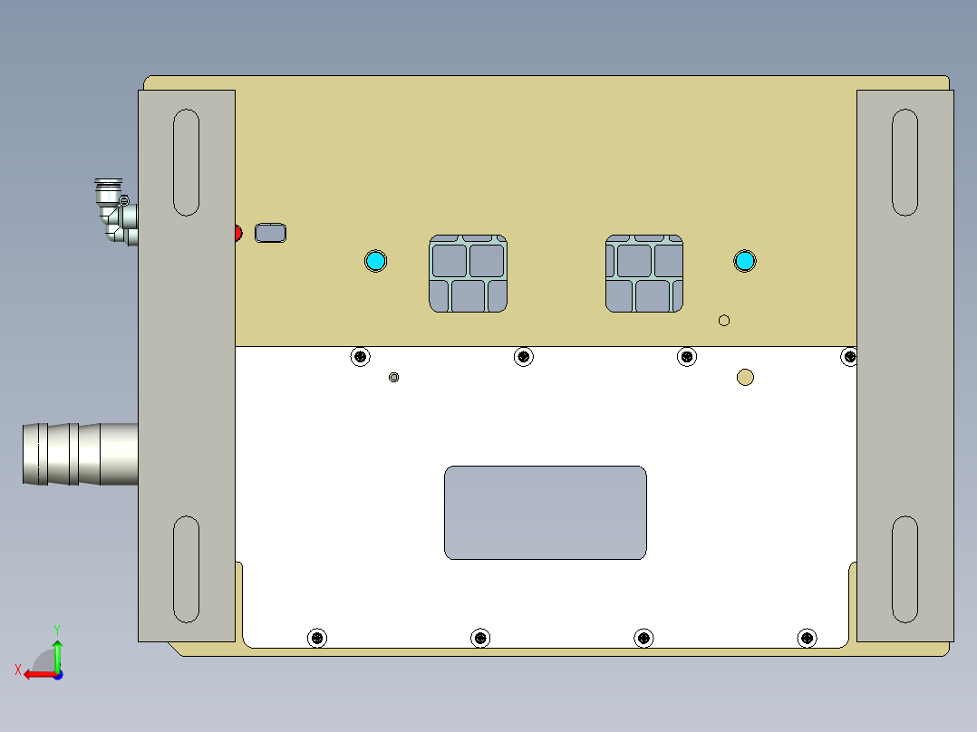 冲压薄铝板电脑键盘外壳铣电源键框C角程序模型后视图