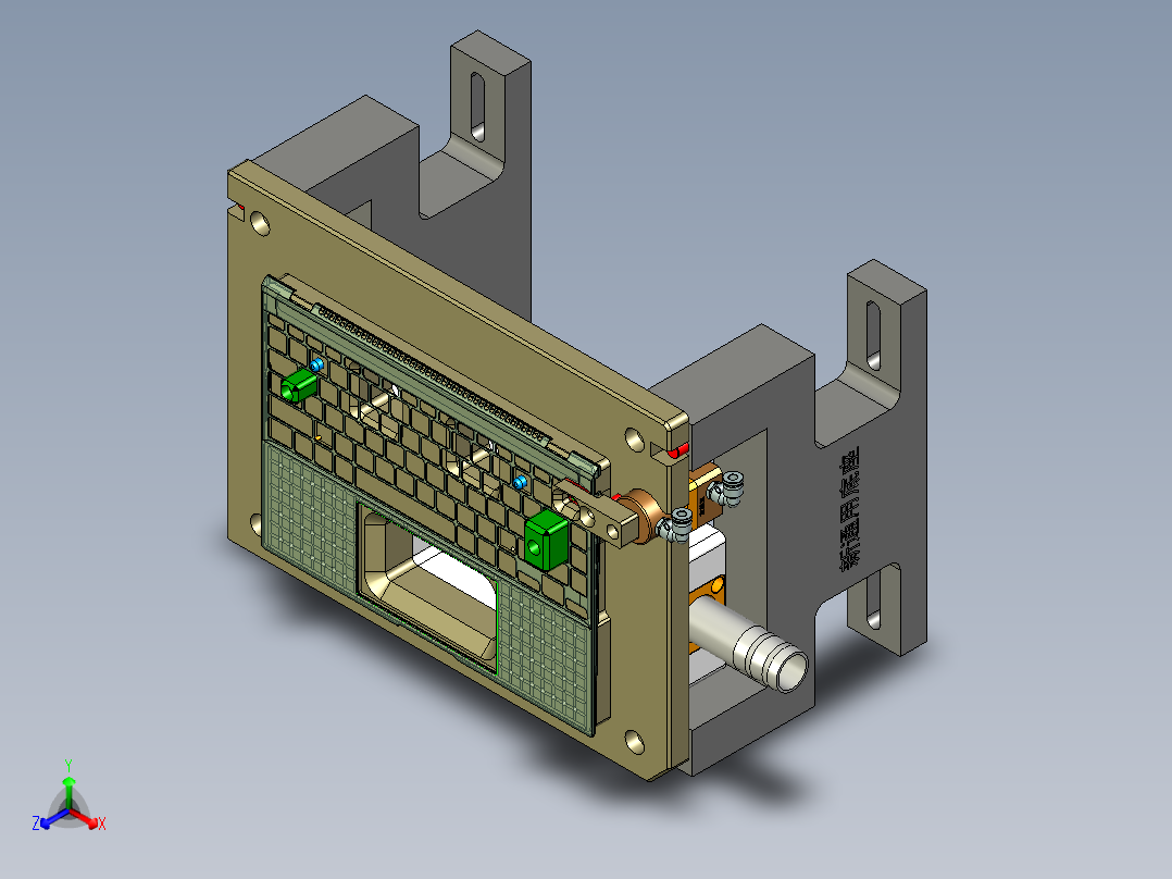 冲压薄铝板电脑键盘外壳铣电源键框C角程序模型正等轴测图