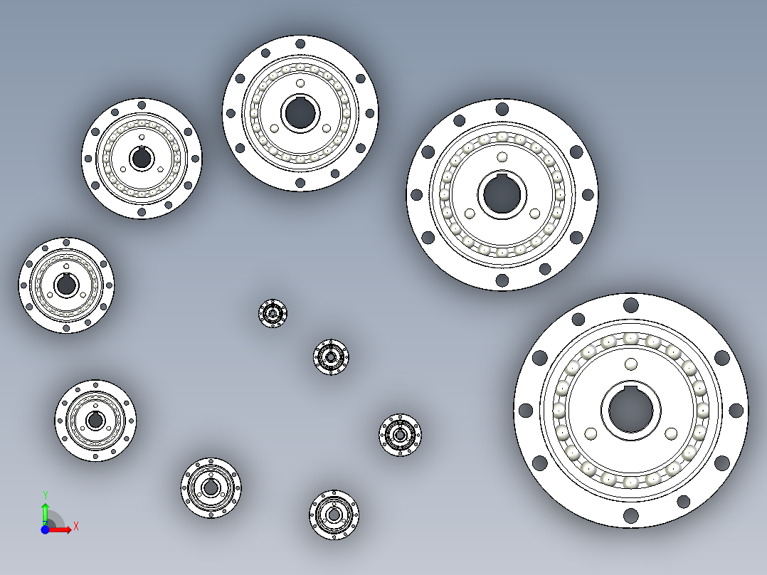 XB1单级谐波传动减速器组件11种型号模型前视图