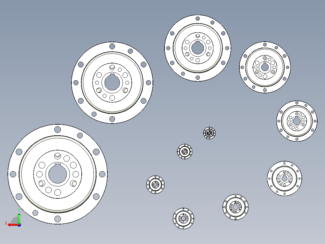 XB1单级谐波传动减速器组件11种型号模型后视图