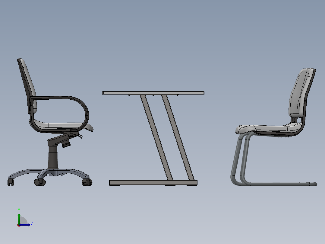电脑桌(33)左视图