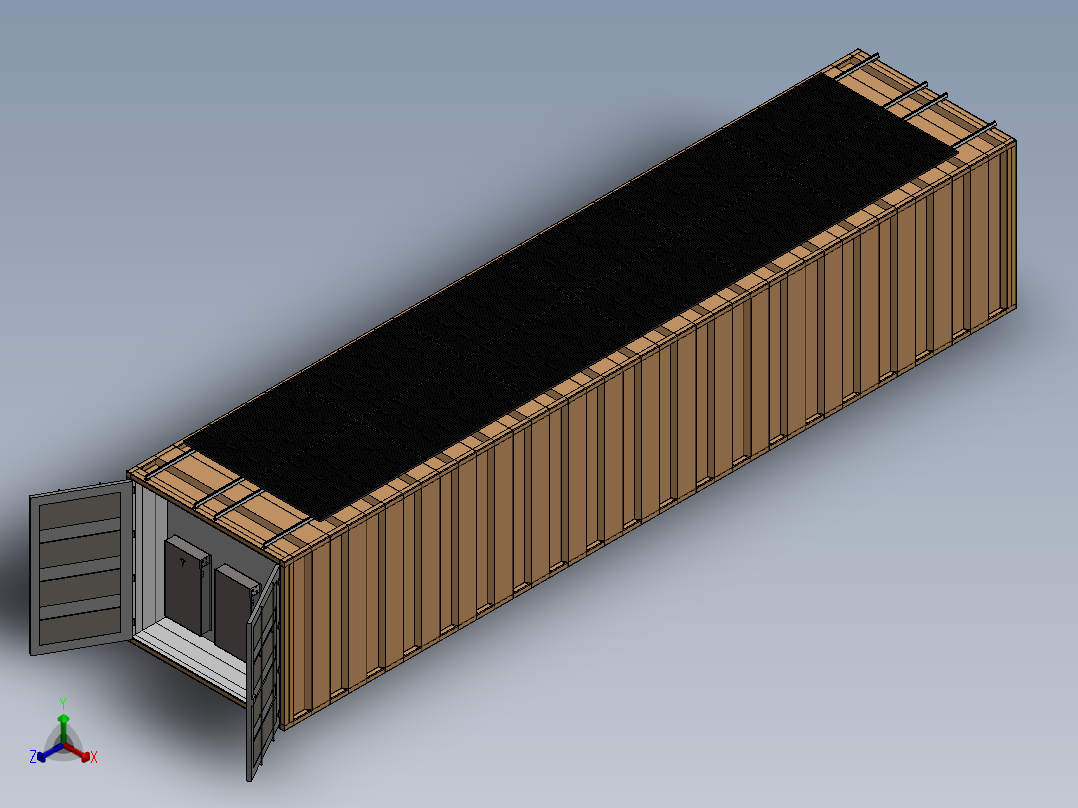 太阳能设计40英尺集装箱式正等轴测图